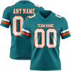 Custom Teal White-Orange Authentic Football Jersey