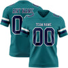 Custom Teal Navy-White Authentic Football Jersey