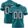 Custom Teal Gray-Black Authentic Football Jersey