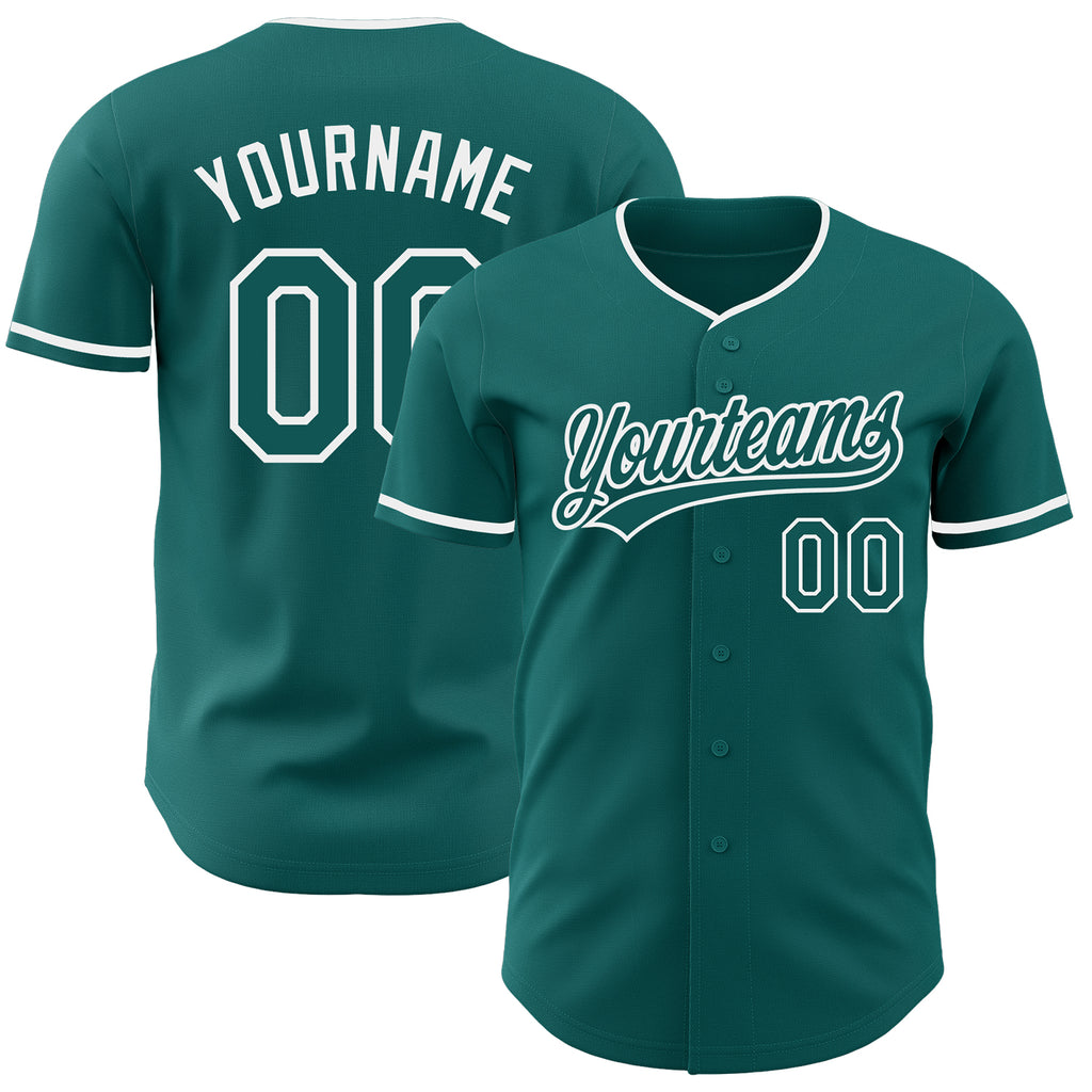 Custom Teal-White Authentic Baseball Jersey