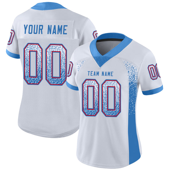 Custom White Powder Blue-Red Drift Fashion Football Jersey