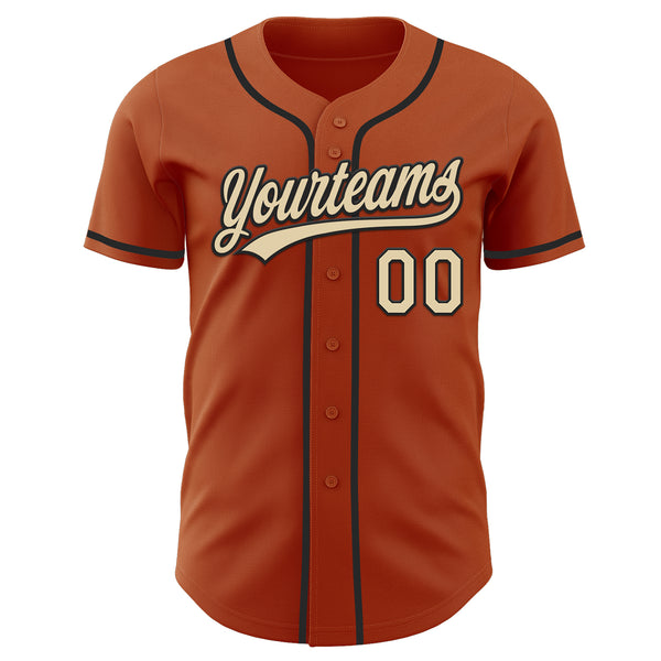 Custom Texas Orange Cream-Black Authentic Baseball Jersey