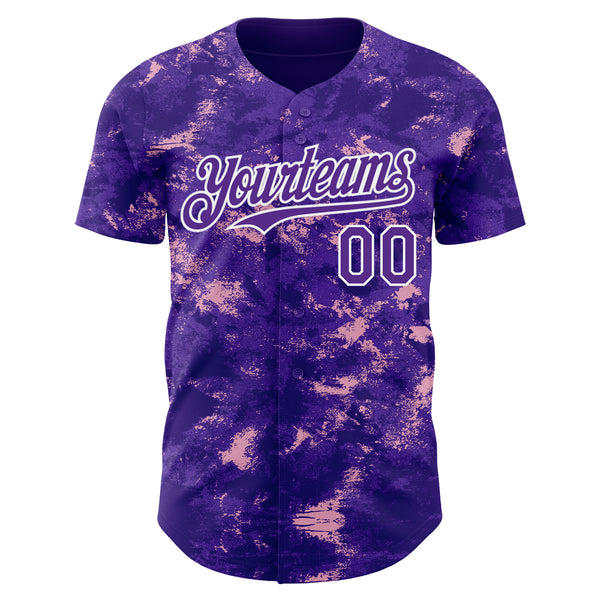 Custom Tie Dye Purple-White 3D Authentic Baseball Jersey