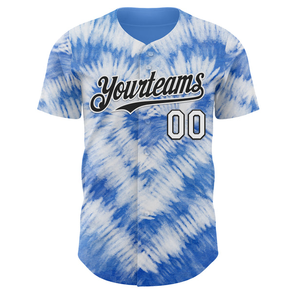 Custom Tie Dye White-Black Shibori Pattern Authentic Baseball Jersey