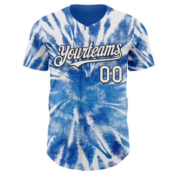 Custom Tie Dye White-Black Shibori Pattern Authentic Baseball Jersey