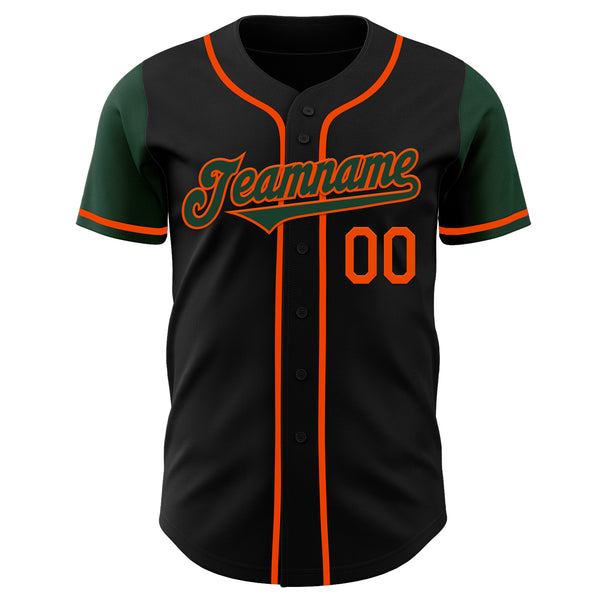 Custom Black Green-Orange Authentic Two Tone Baseball Jersey