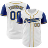 Custom White Royal-Old Gold Authentic Two Tone Baseball Jersey