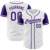 Custom White Purple Authentic Two Tone Baseball Jersey