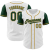 Custom White Green-Old Gold Authentic Two Tone Baseball Jersey