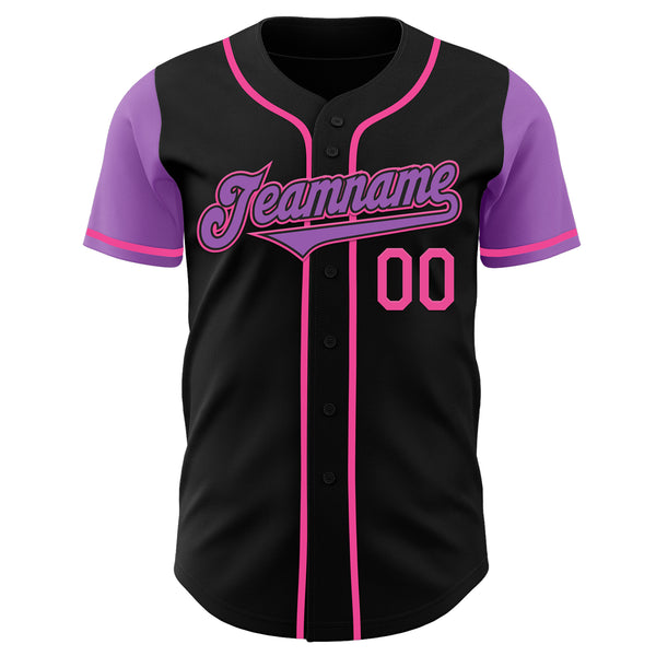 Custom Black Medium Purple-Pink Authentic Two Tone Baseball Jersey