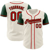 Custom Cream Red-Green Authentic Two Tone Baseball Jersey