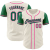 Custom Cream Kelly Green-Pink Authentic Two Tone Baseball Jersey