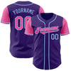 Custom Purple Pink-Light Blue Authentic Two Tone Baseball Jersey