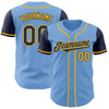 Custom Light Blue Navy-Gold Authentic Two Tone Baseball Jersey
