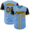 Custom Light Blue Black-Gold Authentic Two Tone Baseball Jersey