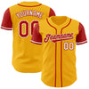 Custom Gold Red-White Authentic Two Tone Baseball Jersey