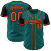 Custom Teal Orange-Black Authentic Two Tone Baseball Jersey