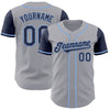 Custom Gray Navy-Light Blue Authentic Two Tone Baseball Jersey