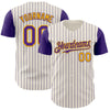 Custom Cream Purple Pinstripe Gold Authentic Two Tone Baseball Jersey