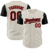 Custom Cream Black Pinstripe Red Authentic Two Tone Baseball Jersey