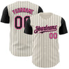 Custom Cream Black Pinstripe Pink Authentic Two Tone Baseball Jersey