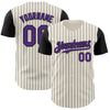 Custom Cream Black Pinstripe Purple Authentic Two Tone Baseball Jersey