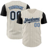 Custom Cream Black Pinstripe Light Blue Authentic Two Tone Baseball Jersey