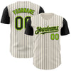 Custom Cream Black Pinstripe Neon Green Authentic Two Tone Baseball Jersey