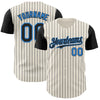Custom Cream Black Pinstripe Electric Blue Authentic Two Tone Baseball Jersey