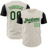 Custom Cream Black Pinstripe Pea Green Authentic Two Tone Baseball Jersey