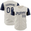 Custom Cream Navy Pinstripe Navy Authentic Two Tone Baseball Jersey