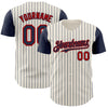 Custom Cream Navy Pinstripe Red Authentic Two Tone Baseball Jersey