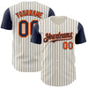Custom Cream Navy Pinstripe Orange Authentic Two Tone Baseball Jersey