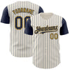 Custom Cream Navy Pinstripe Old Gold Authentic Two Tone Baseball Jersey