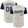 Custom Cream Navy Pinstripe Gray Authentic Two Tone Baseball Jersey