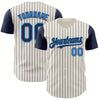 Custom Cream Navy Pinstripe Electric Blue Authentic Two Tone Baseball Jersey