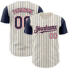 Custom Cream Navy Pinstripe Medium Pink Authentic Two Tone Baseball Jersey