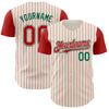 Custom Cream Red Pinstripe White-Kelly Green Authentic Two Tone Baseball Jersey