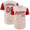Custom Cream Red Pinstripe White-Light Blue Authentic Two Tone Baseball Jersey