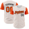 Custom White Orange Pinstripe Black Authentic Two Tone Baseball Jersey