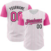 Custom White Pink Pinstripe Black Authentic Two Tone Baseball Jersey