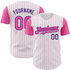 Custom White Pink Pinstripe Purple Authentic Two Tone Baseball Jersey