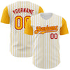 Custom White Gold Pinstripe Red Authentic Two Tone Baseball Jersey