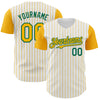 Custom White Gold Pinstripe Kelly Green Authentic Two Tone Baseball Jersey