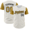 Custom White Old Gold Pinstripe Black Authentic Two Tone Baseball Jersey