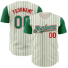 Custom Cream Kelly Green Pinstripe White-Red Authentic Two Tone Baseball Jersey