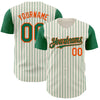 Custom Cream Kelly Green Pinstripe Orange Authentic Two Tone Baseball Jersey
