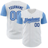 Custom White Light Blue Pinstripe Royal Authentic Two Tone Baseball Jersey