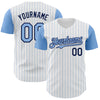 Custom White Light Blue Pinstripe Navy Authentic Two Tone Baseball Jersey