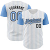 Custom White Light Blue Pinstripe Black Authentic Two Tone Baseball Jersey